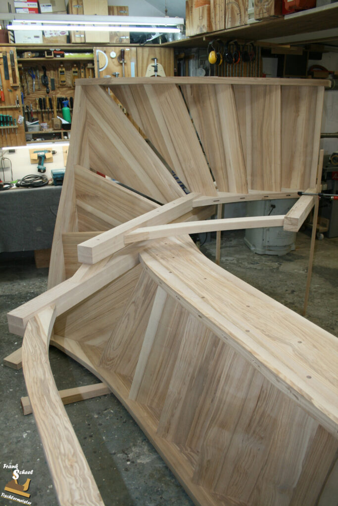 Werkstattfoto Treppenlauf probeweise zusammengebaut